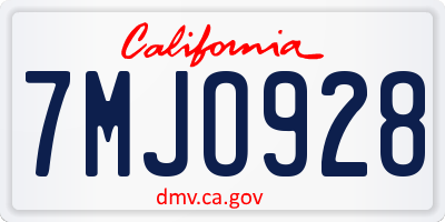 CA license plate 7MJO928