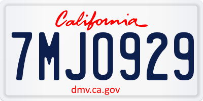 CA license plate 7MJO929