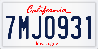 CA license plate 7MJO931