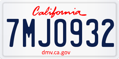 CA license plate 7MJO932