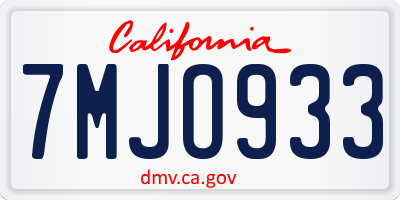 CA license plate 7MJO933