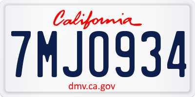 CA license plate 7MJO934