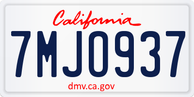 CA license plate 7MJO937