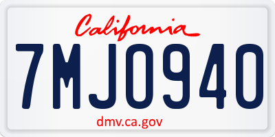 CA license plate 7MJO940