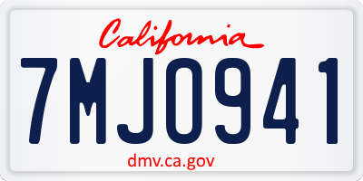 CA license plate 7MJO941