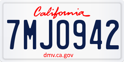 CA license plate 7MJO942