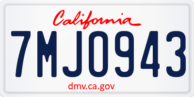 CA license plate 7MJO943