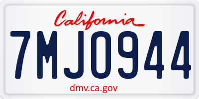 CA license plate 7MJO944