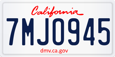 CA license plate 7MJO945