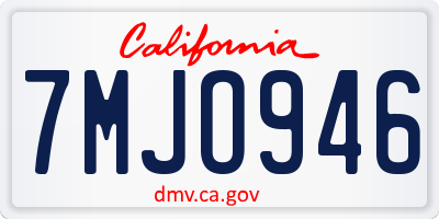 CA license plate 7MJO946