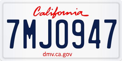 CA license plate 7MJO947