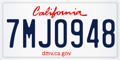 CA license plate 7MJO948