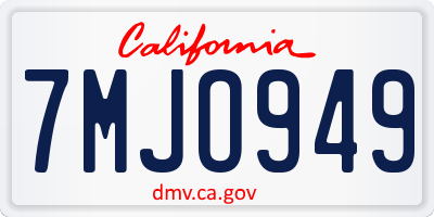 CA license plate 7MJO949