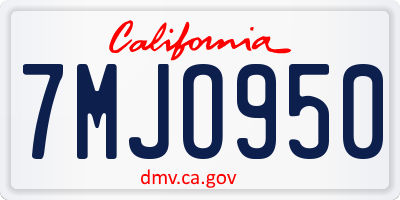 CA license plate 7MJO950