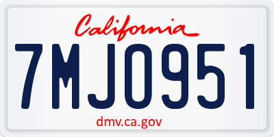 CA license plate 7MJO951