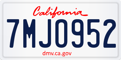 CA license plate 7MJO952