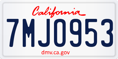 CA license plate 7MJO953