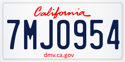 CA license plate 7MJO954