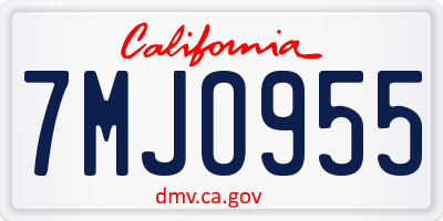 CA license plate 7MJO955