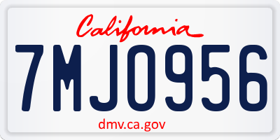 CA license plate 7MJO956