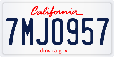 CA license plate 7MJO957