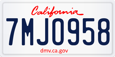 CA license plate 7MJO958