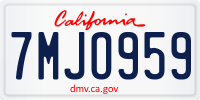 CA license plate 7MJO959