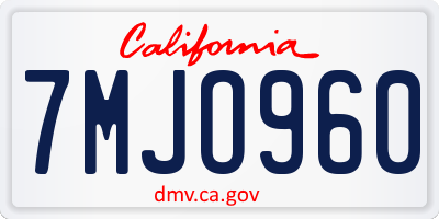 CA license plate 7MJO960