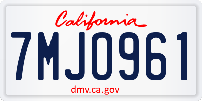 CA license plate 7MJO961