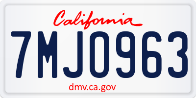 CA license plate 7MJO963