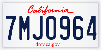 CA license plate 7MJO964