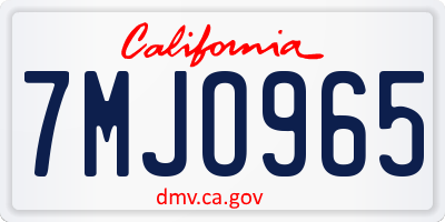 CA license plate 7MJO965