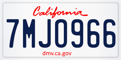 CA license plate 7MJO966