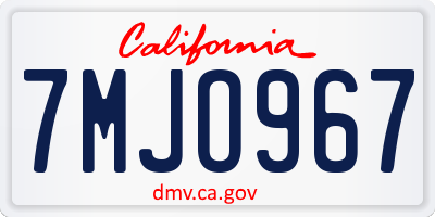 CA license plate 7MJO967