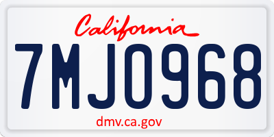 CA license plate 7MJO968