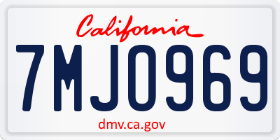 CA license plate 7MJO969