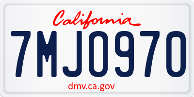 CA license plate 7MJO970