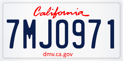 CA license plate 7MJO971