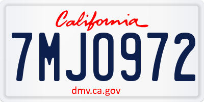 CA license plate 7MJO972