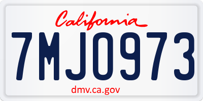 CA license plate 7MJO973