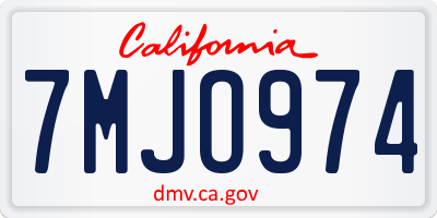 CA license plate 7MJO974