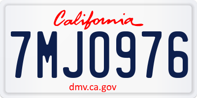 CA license plate 7MJO976