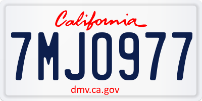 CA license plate 7MJO977