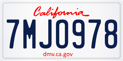 CA license plate 7MJO978