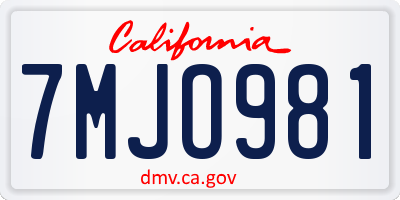 CA license plate 7MJO981