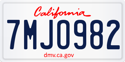 CA license plate 7MJO982