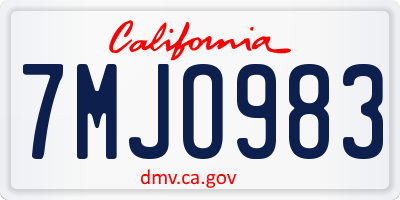 CA license plate 7MJO983