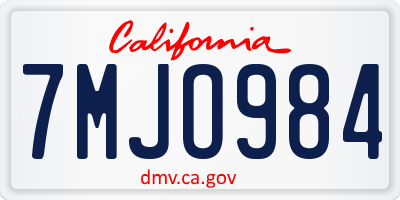 CA license plate 7MJO984