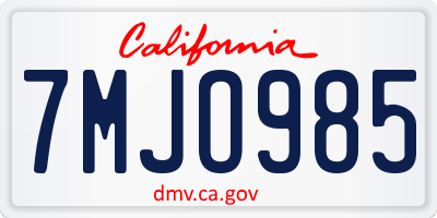 CA license plate 7MJO985