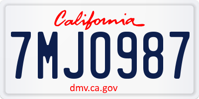 CA license plate 7MJO987